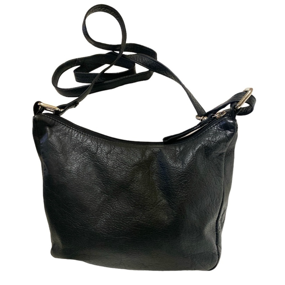 MARCO AVANÉ Soft Leather Crossbody Bag Exterior Zipper Pockets Black Lea… - Picture 2 of 9
